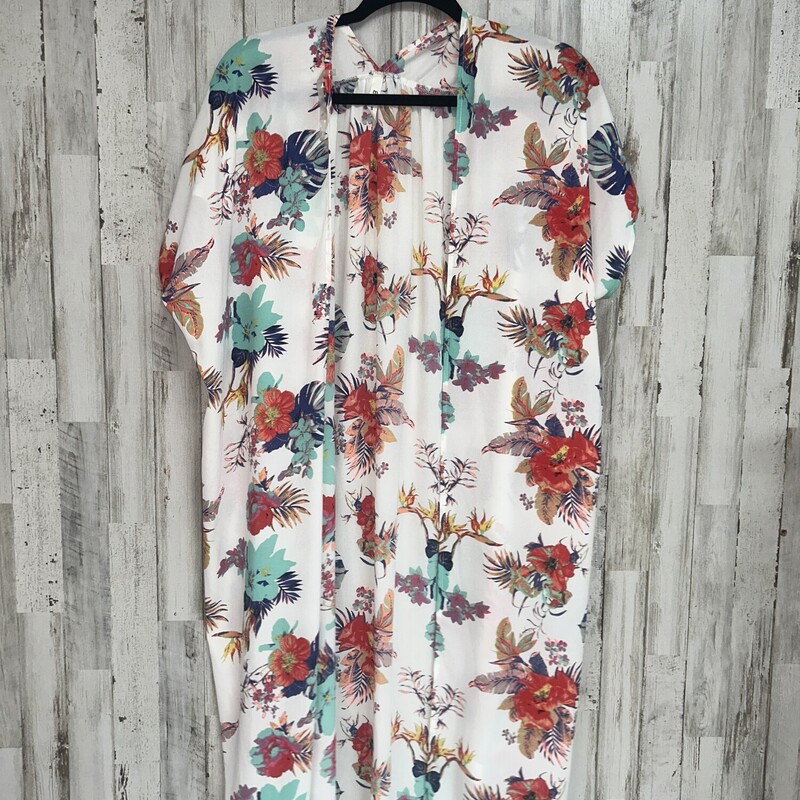 M/L White Sheer Floral Ki, White, Size: Ladies M