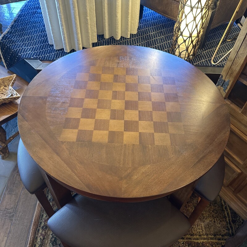 Chess Table and Four Stools<br />
<br />
Table: 36Tx36R<br />
Stools: 24Tx24W