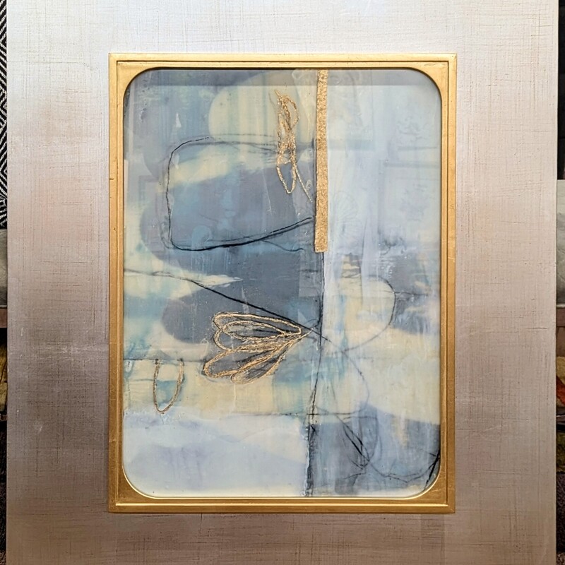 Gilded Framed Abstract Print on Silver Backboard
Silver Gold White Black
Size: 30.5 x 36.5H