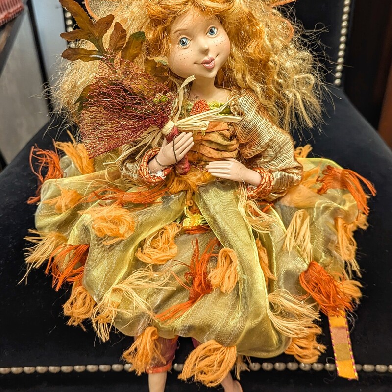 Winward Autumn Fairy Sitting Doll
Orange Green Red Yellow Size: 10 x 16H