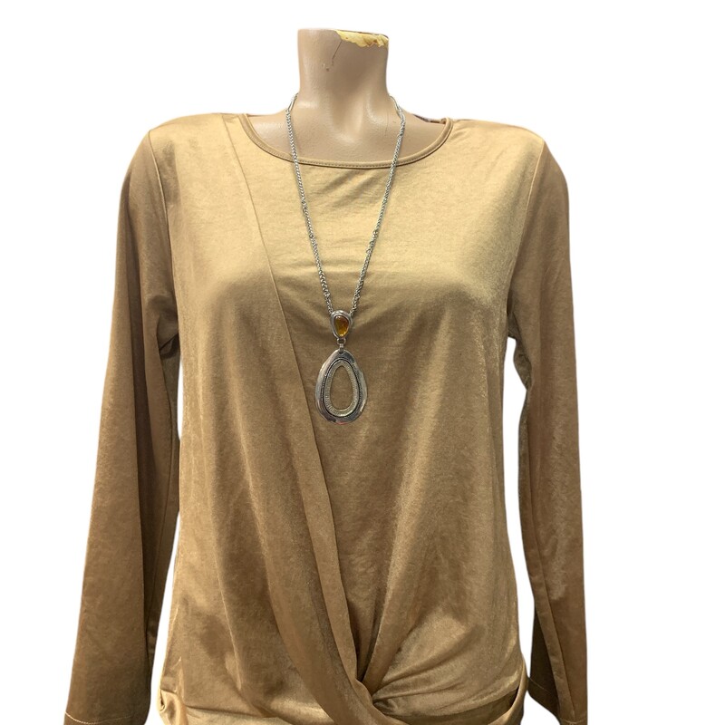 DKNY Top LS, Gold, Size: M