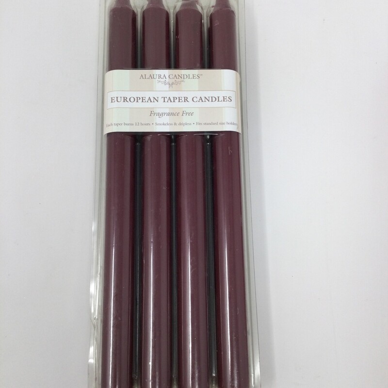 European Taper Candle,
Burgundy,
Size: Set Of 8