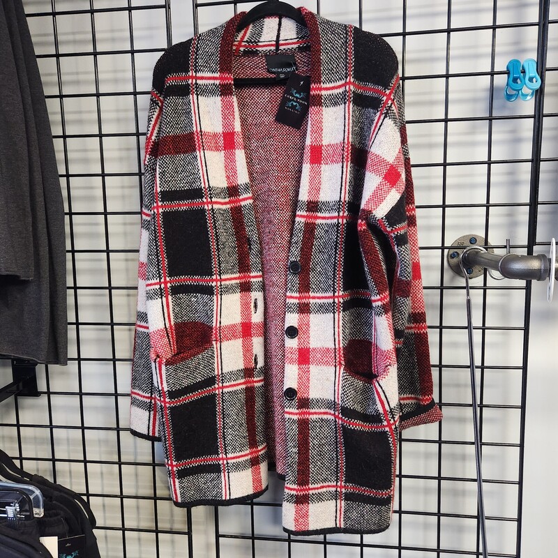 Cynthia Rowley Sweater, Plaid, Size: XL