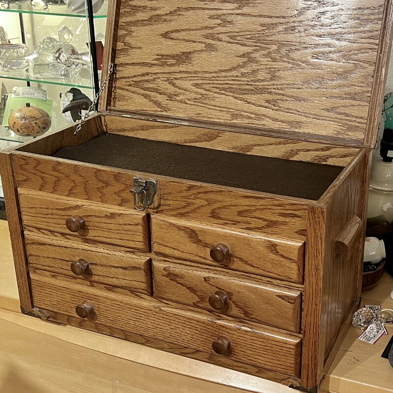 Chest 5 Drawers Vintage, OAK, Size: 22x10x13