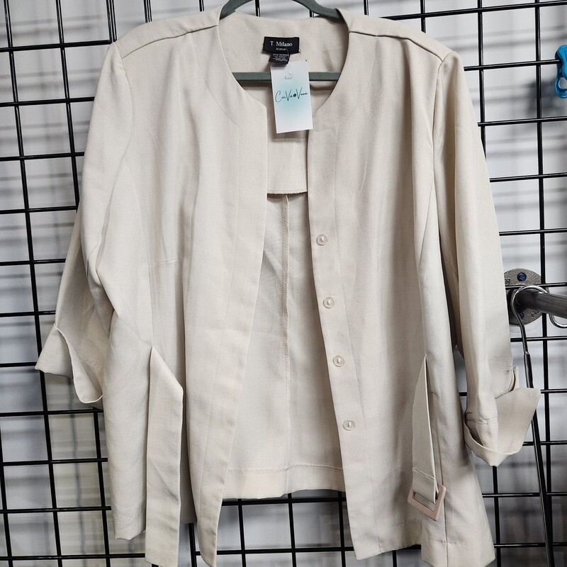 T. Milano Jacket, Beige, Size: 20