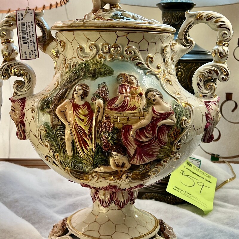 Urn Capodimonte Vintage, AS IS,
Size: 20H