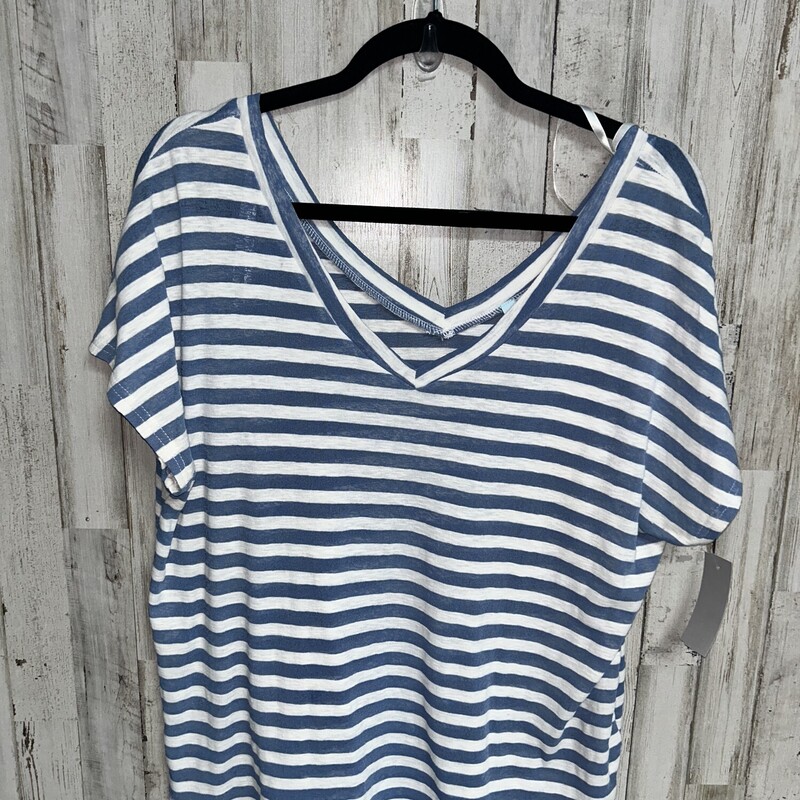 L Blue Stripe Knit Top, Blue, Size: Ladies L