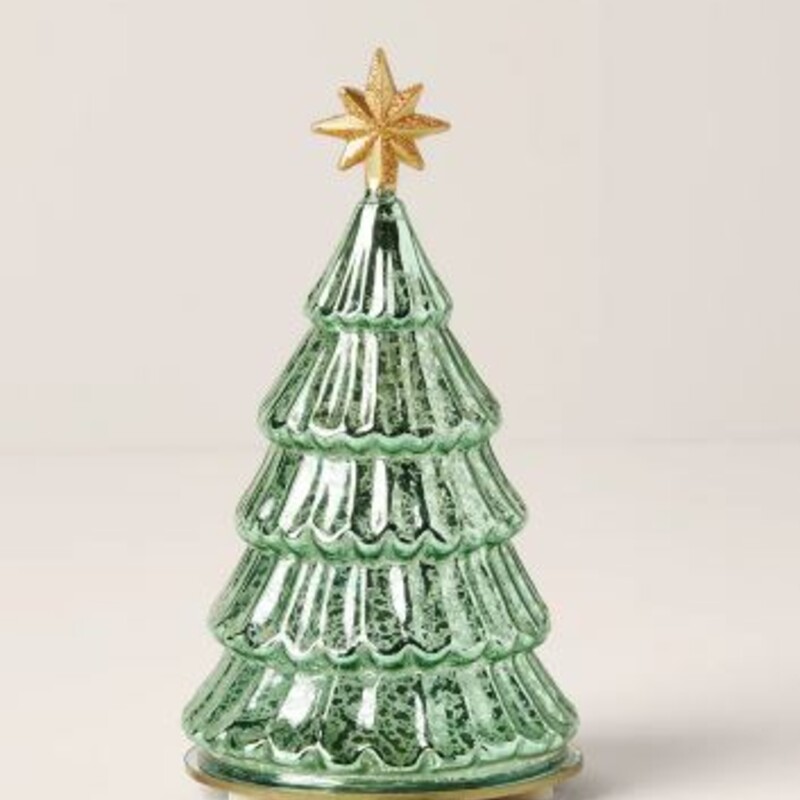 Lenox Radiant Pine Tree
Green, Gold
Lights Up/ Batteries not included
 Size: 4x7.5H