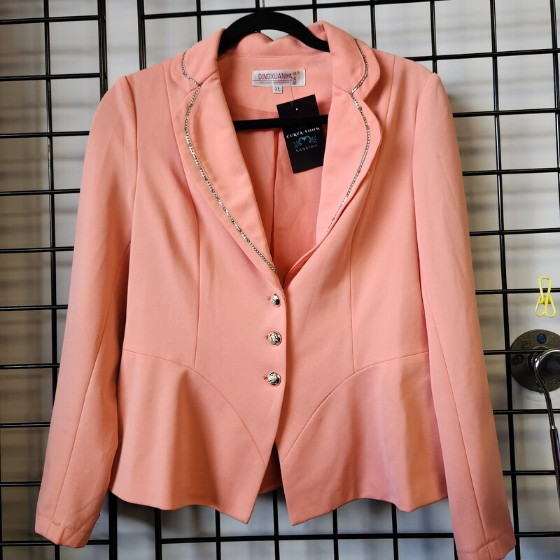 Dingxuanya Blazer, Peach, Size: XL