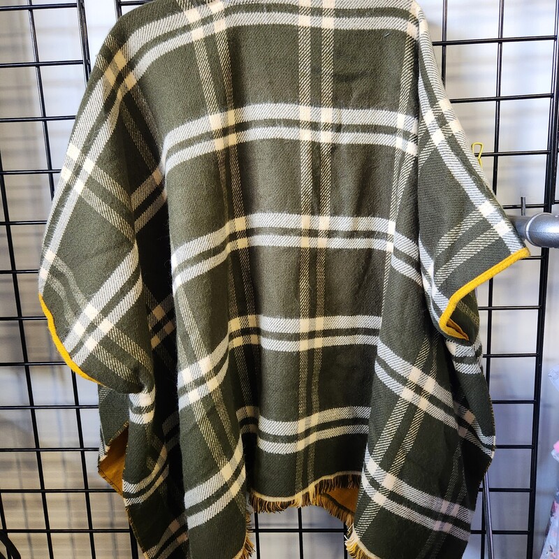 Green/ Yellow Poncho, Plaid, Size: OS