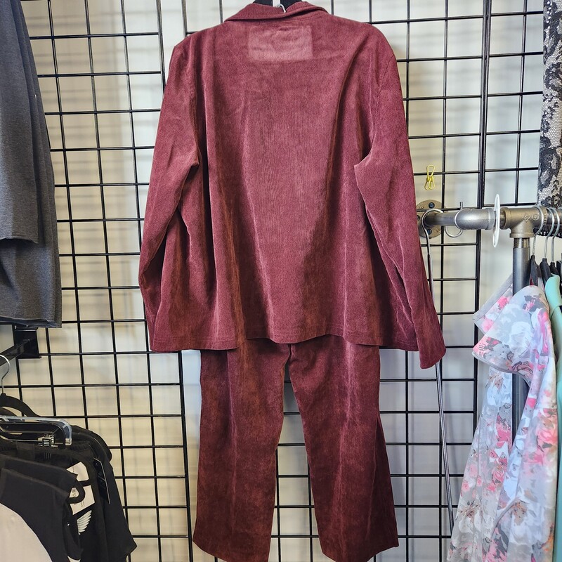 Alia 2 Piece Corderoy, Burgundy, Size: 2X