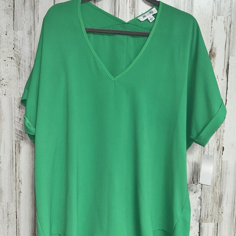 L Green Vneck Top