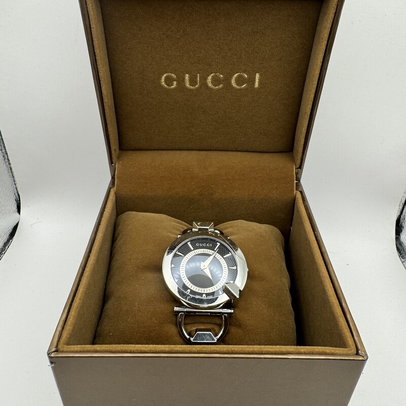 Gucci Ladies 122.5 Horsebit Style, Silver A, Size: None