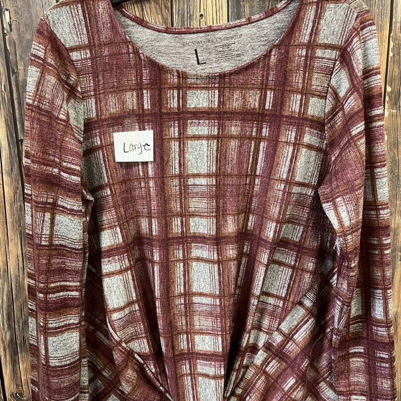 Maroon Plaid Tye Shirt, Size: Large