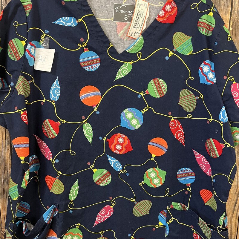 Multicolor Christmas Scrub shirt, Size: 2XL