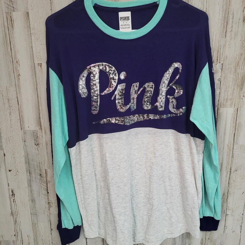 S Blue Sequin Logo Top