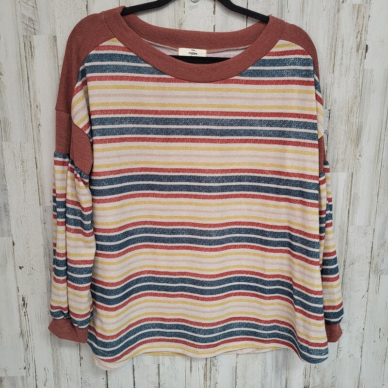 S Tan Stripe Knit Top