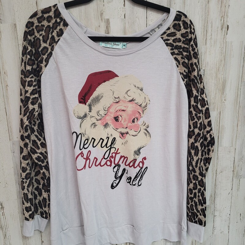 M Merry Christmas Raglan, Grey, Size: Ladies M