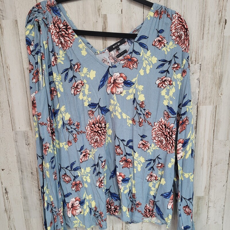 M Teal Floral Printed Top