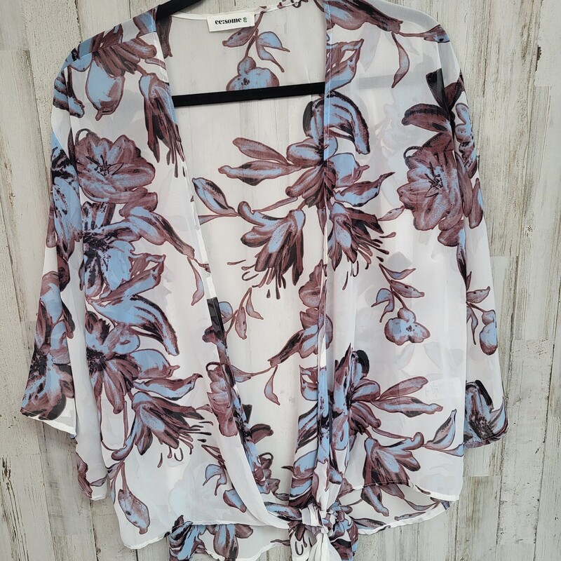 M Sheer Floral Tie Kimono