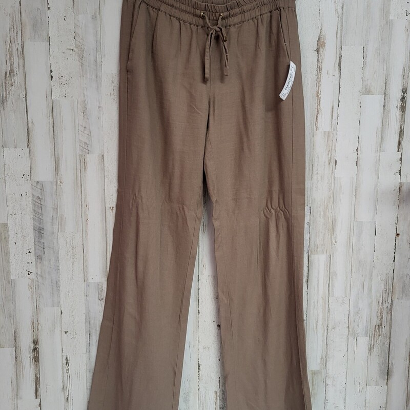 L Brown Linen Pants, Brown, Size: Ladies L