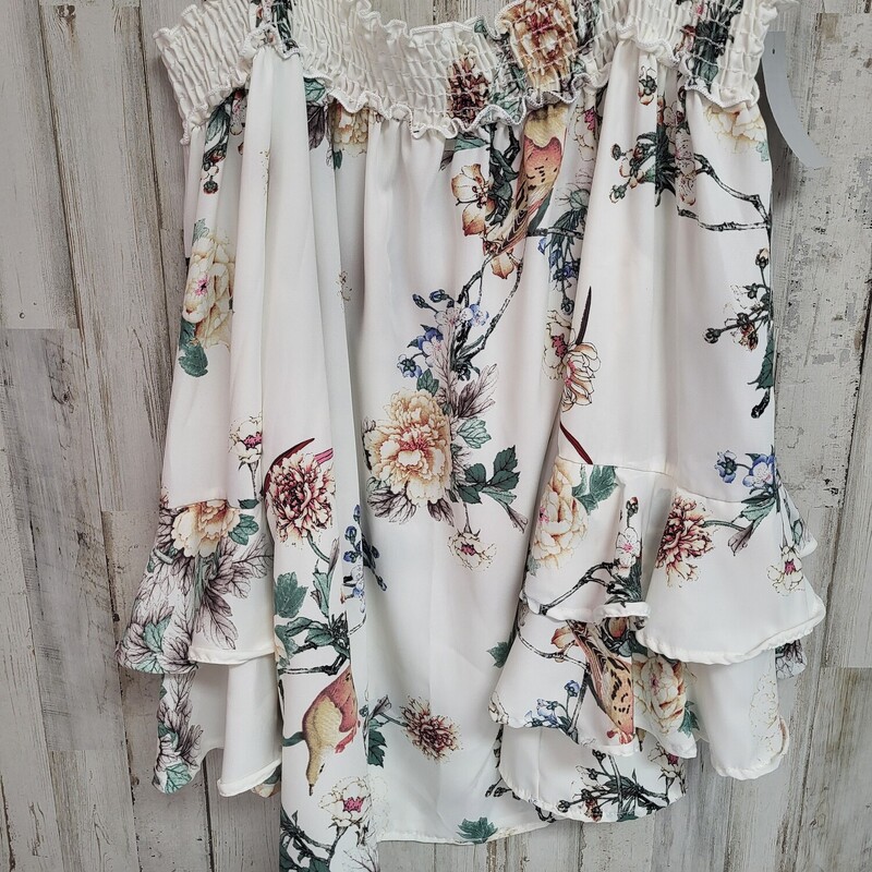 L White Sheer Floral Top