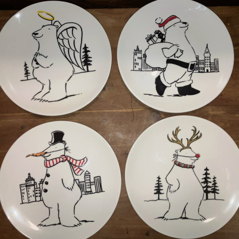 S4 Pottery Barn Polar Bear Plates
White Black
Size: 8.5Diam