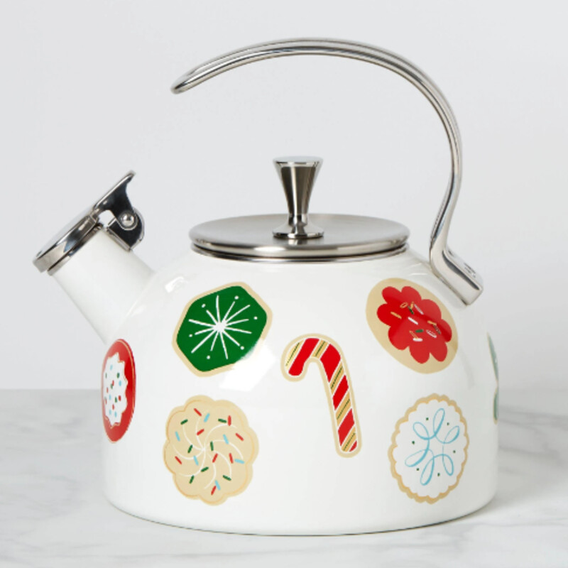 Kate Spade Cookie Time Tea Kettle
White Silver Red Green
Size: 7.5x9H