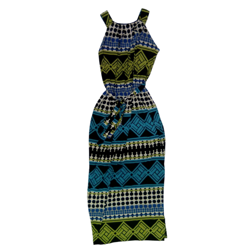 Dress: Greem/blue/pattern