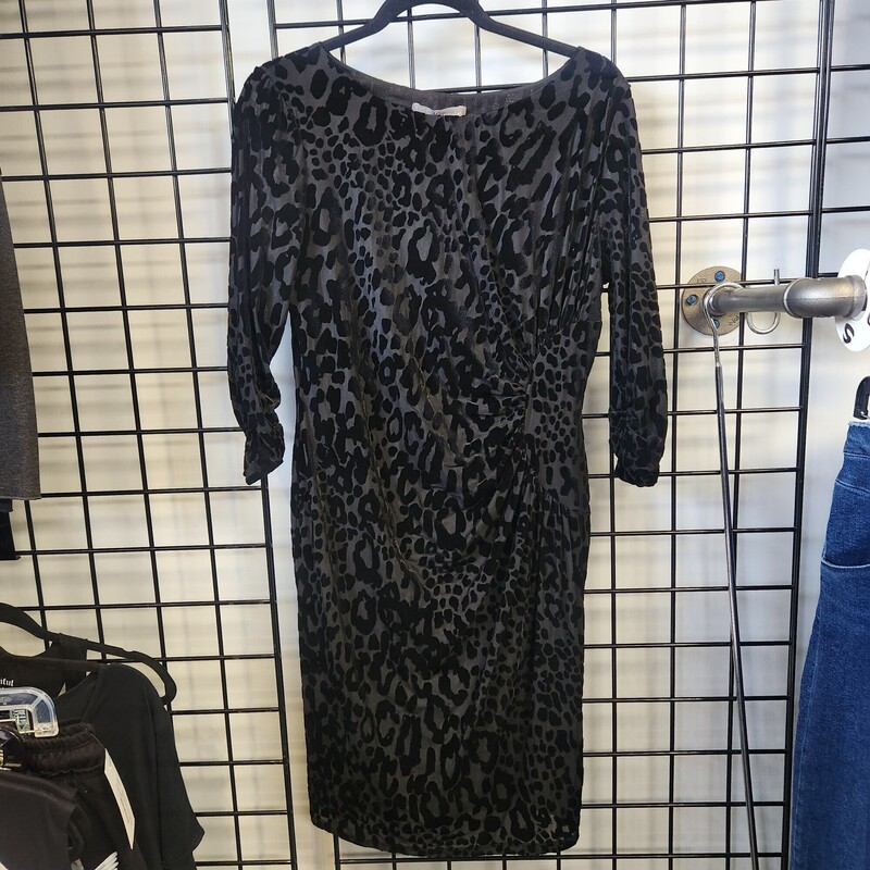 M&S Women Leopard Dress, Black, Size: 16