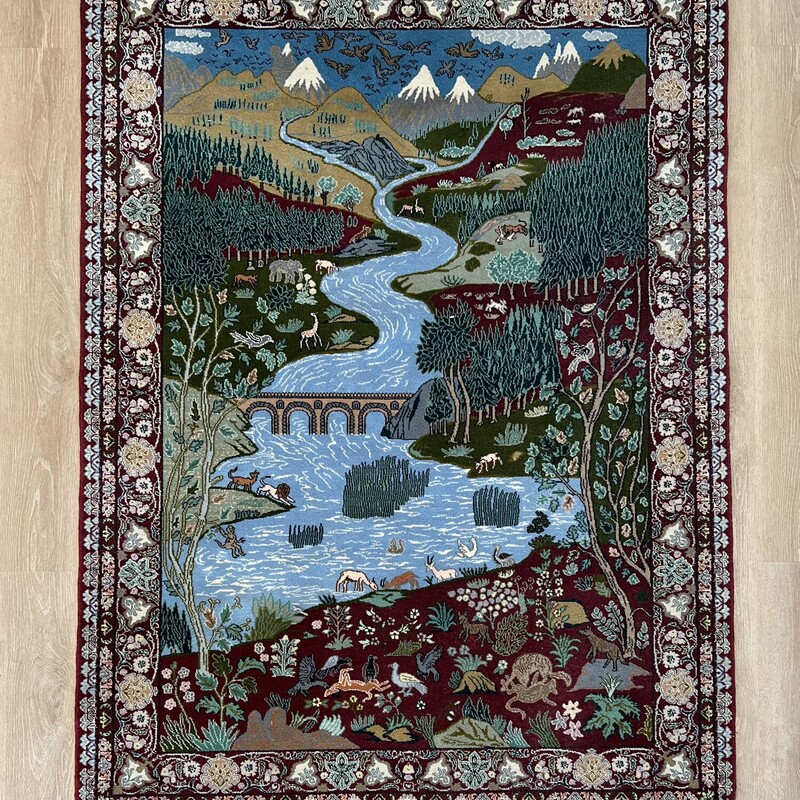 Kashan Pictoral Wool Rug