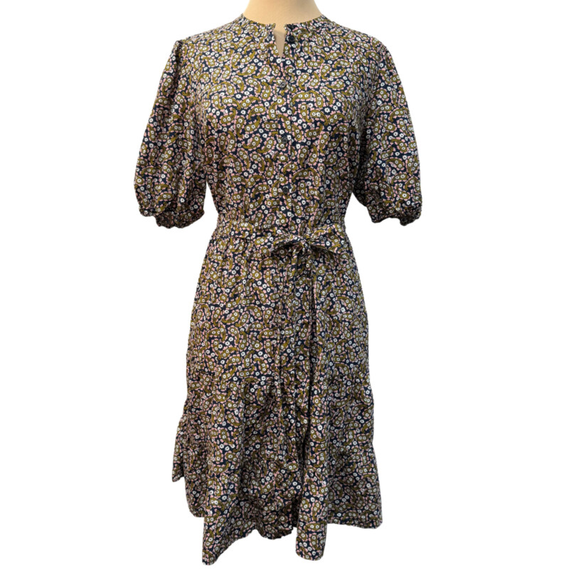 Boden Paisley Dress<br />
100% Cotton<br />
Belted Waist<br />
Navy, Pink, Olive, Red and White<br />
Size: 14