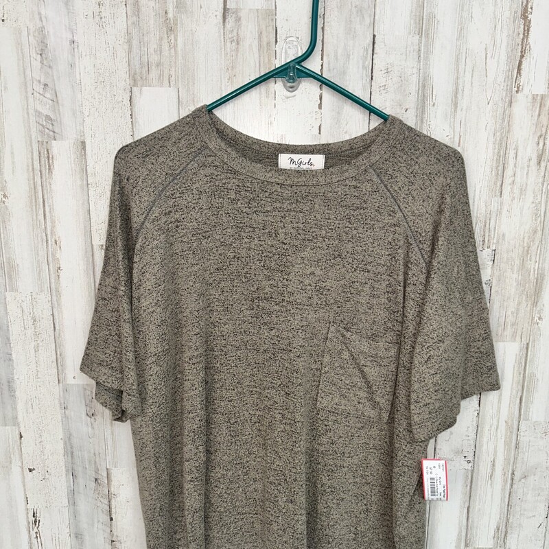 L Olive Knit Pocket Top