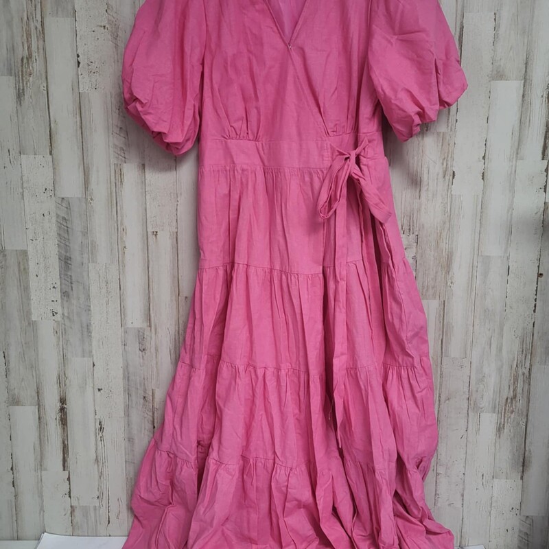 M Pink Tier Tie Maxi Dres