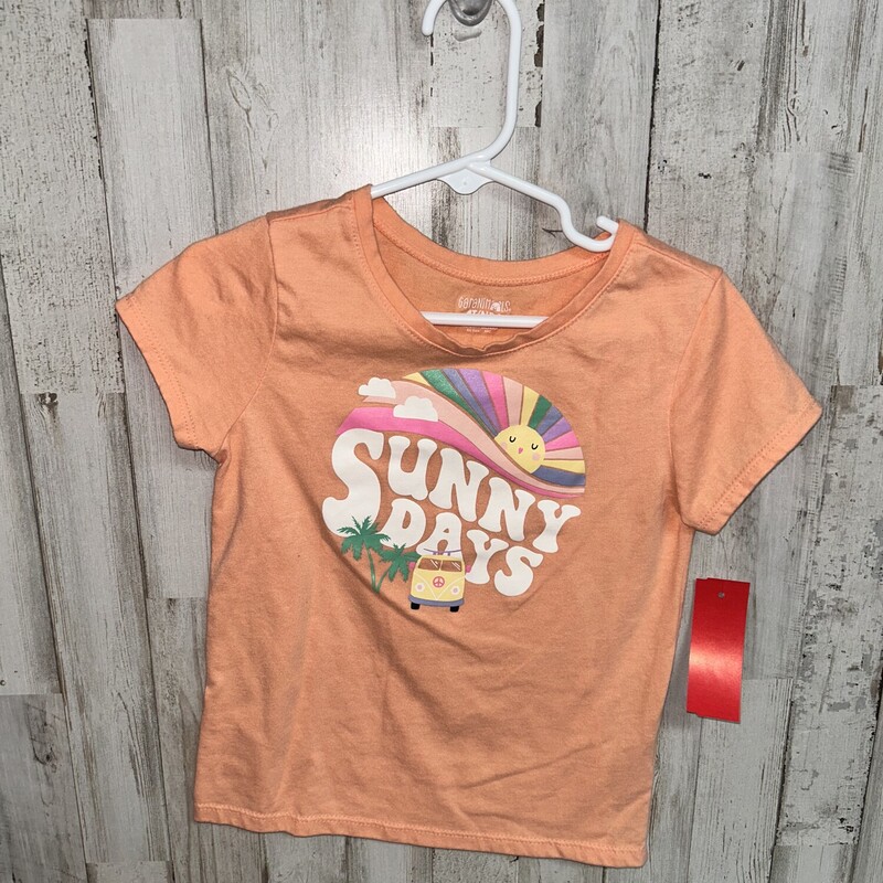 4T Sunny Days Orange Tee, Orange, Size: Girl 4T