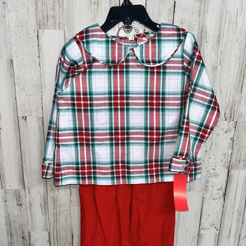 2T 2pc Plaid Collar Top S