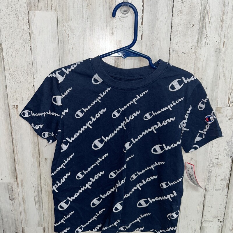 6 Navy Logo Print Tee, Navy, Size: Boy 5-8