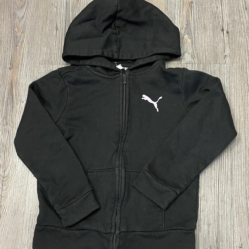 Puma Zip Hoodie, Black, Size: 7Y