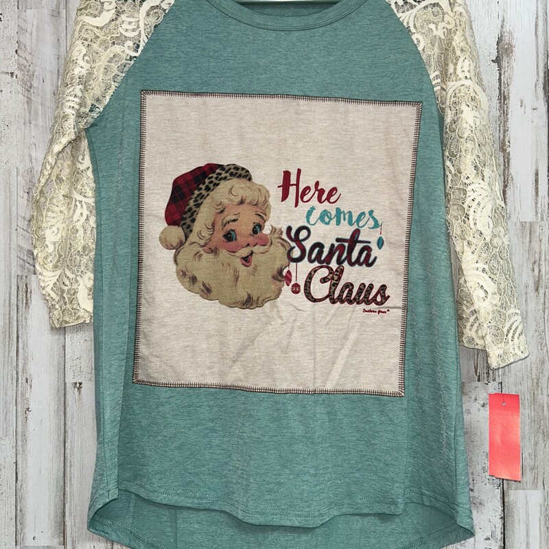 S Teal Lace Santa Top