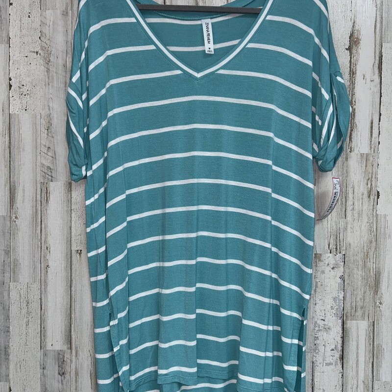 M Teal Stripe V-Neck