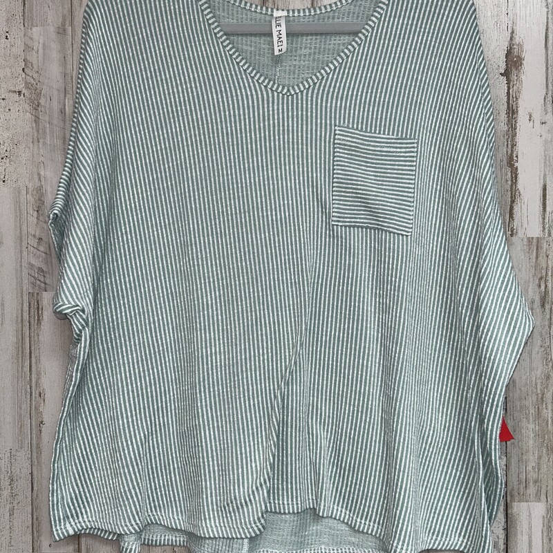 M Teal Stripe Pocket Top