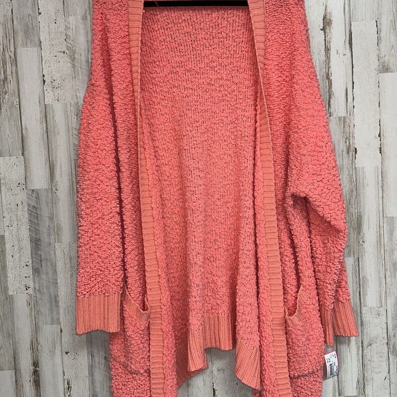 2X Coral Popcorn Cardigan, Pink, Size: Ladies 2X