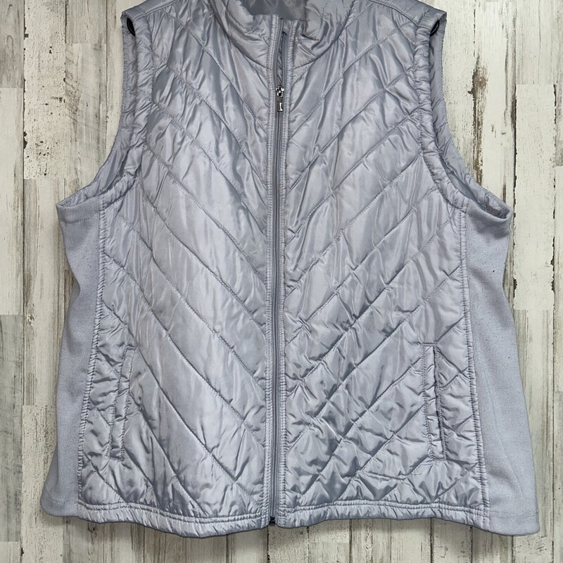 3X Lt Grey Quilted Vest, Grey, Size: Ladies 3X