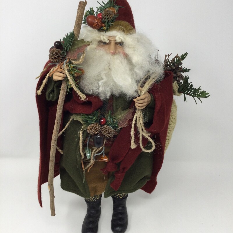 Natural Santa With Forest Accents,
Red/Gree,
Size: 16 X 10 In