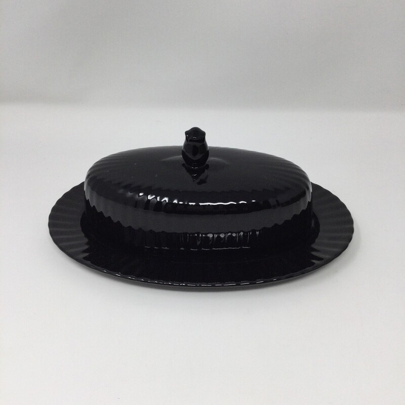 Ceramic Butter Dish,
Black,
Size: 10 X 6 In