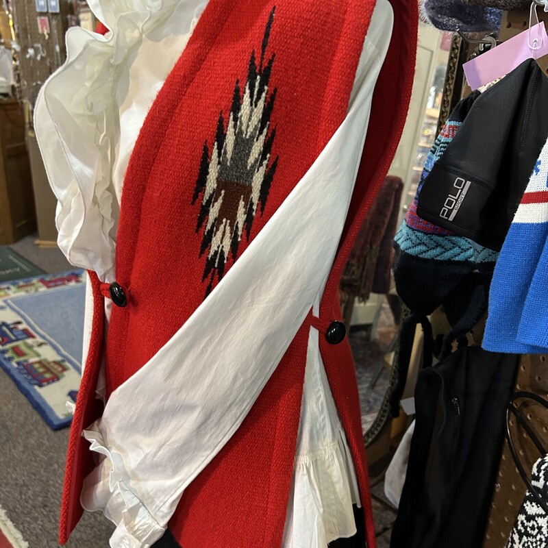 Ortegas Handwoven Vest, Red, Size: XS<br />
Ortegas weaving tradition has been passed down for nine gernerations. Chimayo, New Mexico