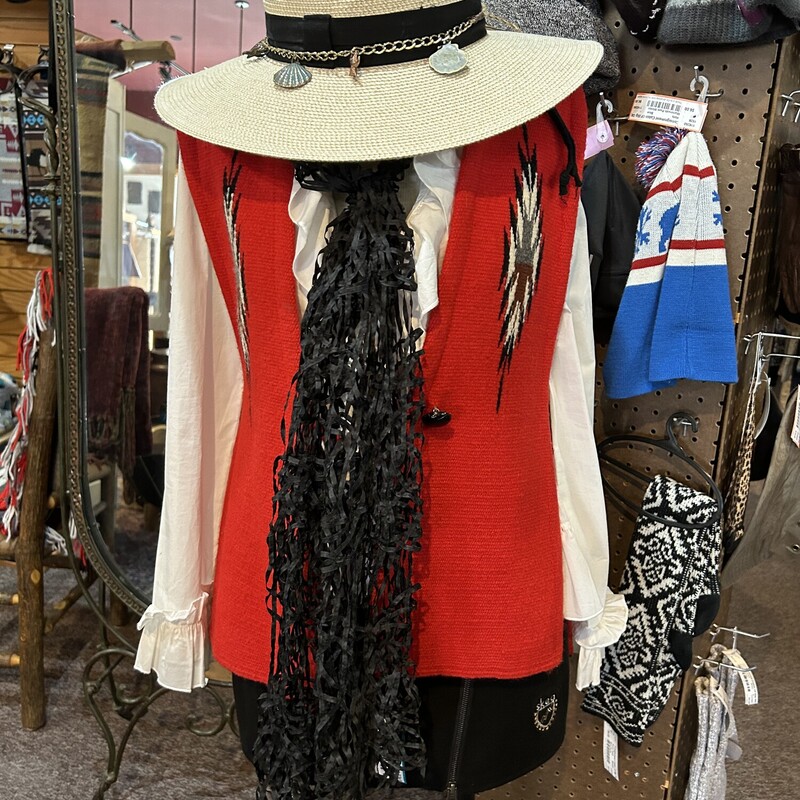 Ortegas Handwoven Vest, Red, Size: XS<br />
Ortegas weaving tradition has been passed down for nine gernerations. Chimayo, New Mexico