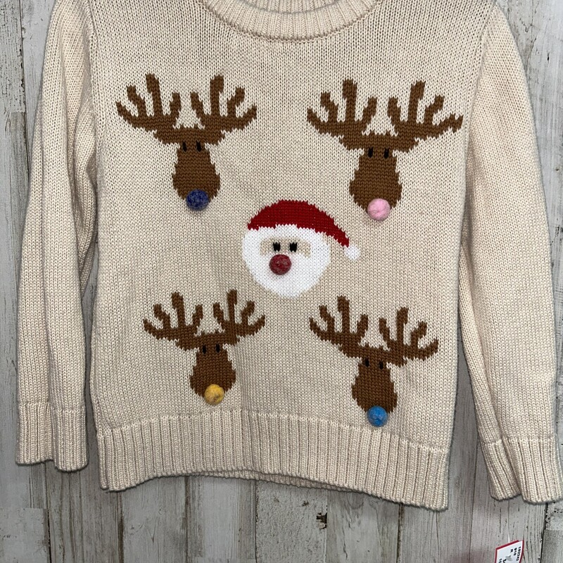 3T Beige Reindeer Sweater