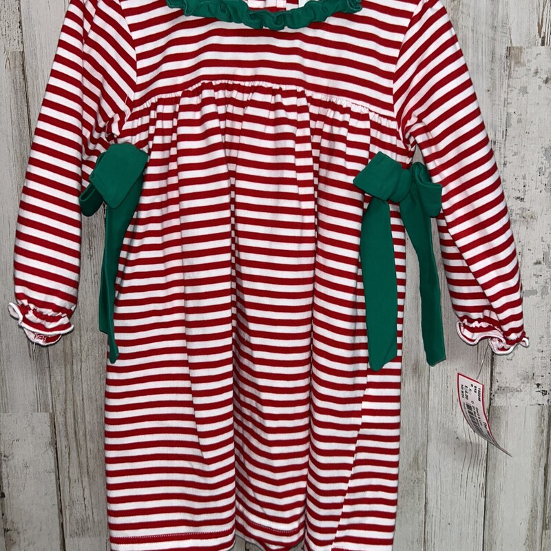 3T Red Stripe Bow Dress