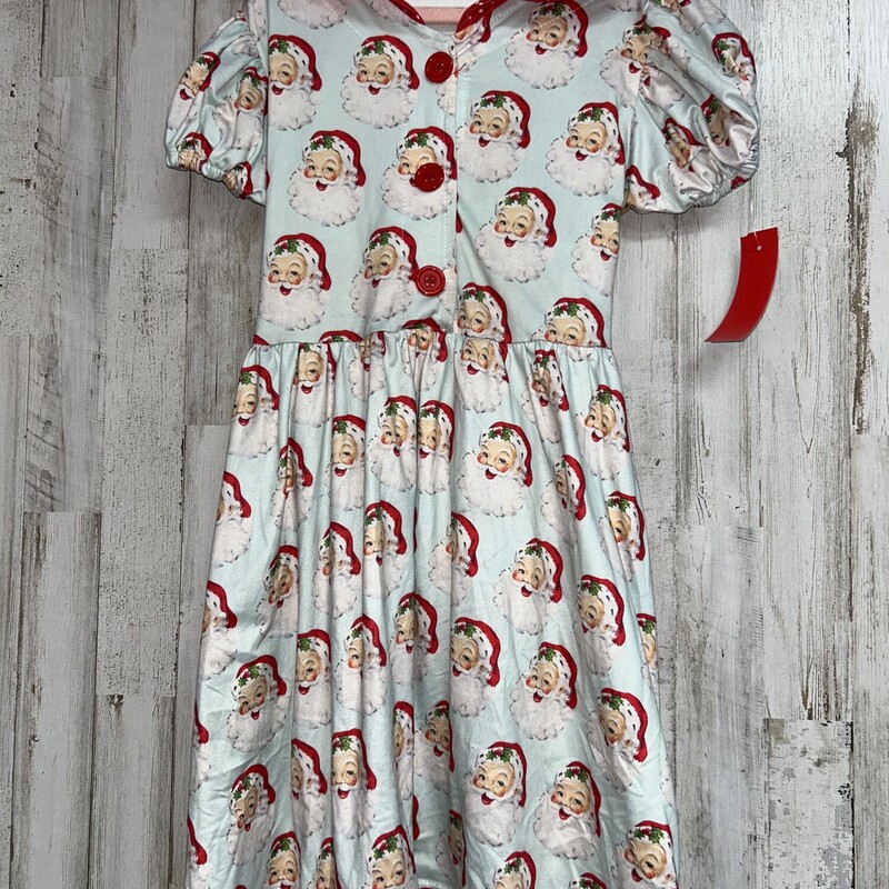 7/8 Santa Print Dress, Blue, Size: Girl 7/8